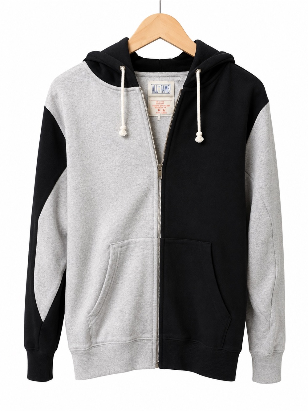 Hall of Fame Two-Tone Black & Gray Zip Hoodie